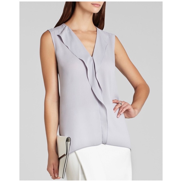 BCBGMaxAzria Ellan sleeveless draped-placket top